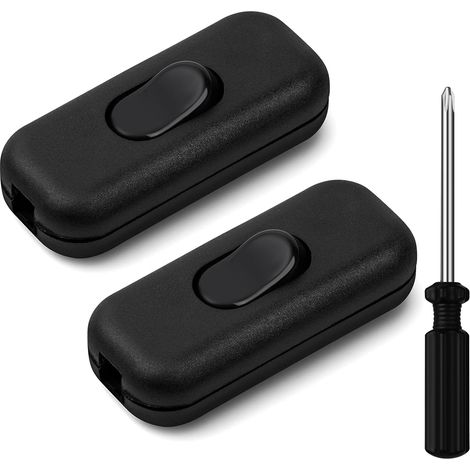 Interrupteur Bipolaire, 6A 250V Interrupteurs Intermédiaires en Ligne  Remplacement du Commutateur en Ligne, Interrupteur Torpille Pour Câble 2 Ou 3 Fils, pour Lampe, Petit Appareil(Noir,2PCS) (1/5)