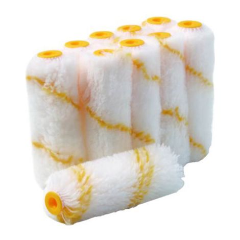 Lot de 10 manchons - patte de lapin rayé jaune - 110 mm