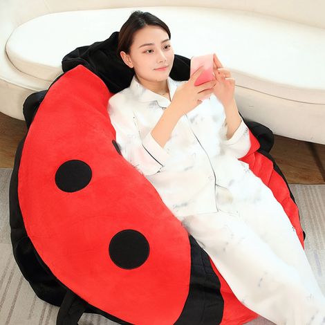Coussin coccinelle portable en peluche mignon chaud pour dormir amovible surdimensionné 60cm/23in géant pour enfants et adultes anti-stress (1/3)