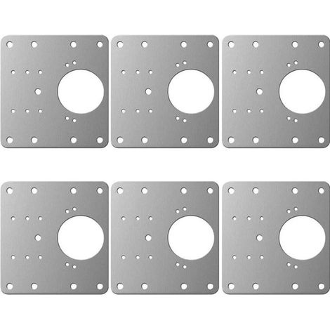 Plaque de réparation de charnière pour meubles en acier inoxydable 9x9 cm, lot de 6 (1/5)
