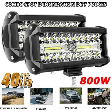 2PCS 800W Phare de Travail Carre a Leds DC 9V-30V Quad Camion Bateau Tracteur Offroad Imperméable (1/4)