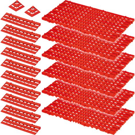 BRB Lot de 18 tapis de sol en plastique PE-HD de 2,4 m² Rouge (1/3)