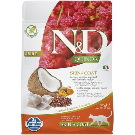 Farmina Gatto N&D Adult Quinoa Skin & Coat 300gr con Aringa