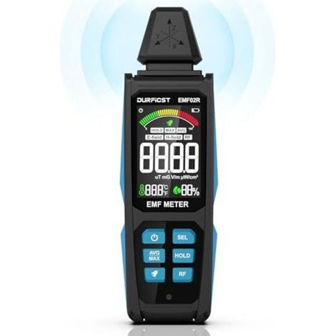 Compteur EMF, 5 en 1, détecteur de champ électromagnétique numérique rechargeable pour signaux EF, RF, MF et WiFi (1/4)