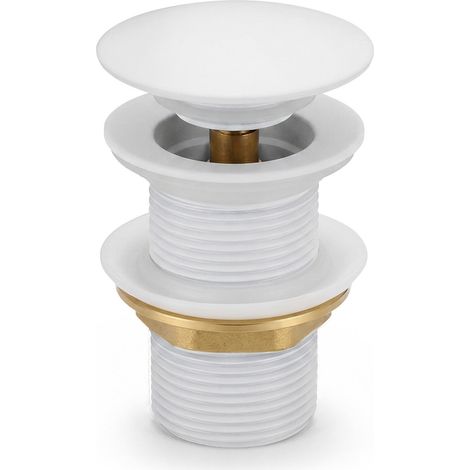 Válvula Click Clack para lavabo sin rebosadero acero inoxidable Blanco