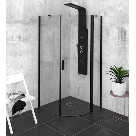 Polysan Zoom - Cabina doccia Black 90x90 cm, destra, nero opaco/vetro chiaro ZL2615BR (1/5)