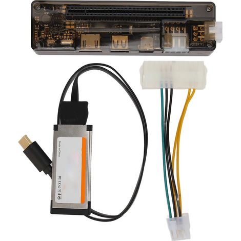 Station d'accueil pour carte graphique externe, interface Expresscard EXP GDC, sorties 6Pin et 8Pin, câble USB et PCIE X16 pour ordinateur portable.
