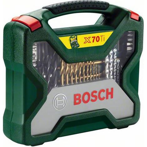 Bosch – Coffret de forets HSS Titane et embouts de vissage – 70 pièces – Pour métal, béton et bois – Boîtier robuste et organisé