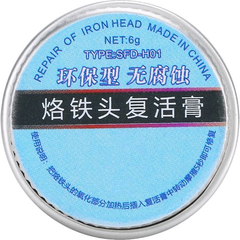 Pâte de flux de réparation pour panne de fer à souder, huile de soudure, nettoyante et réparatrice pour têtes de fer à souder oxydées (SFD 6 g).