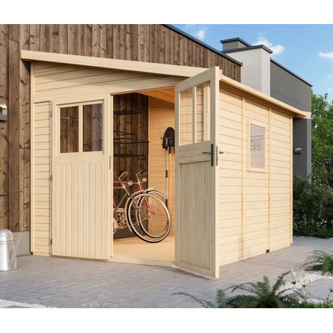 Abri Jardin Adossé Bois 6,23m² Bomlitz 3 Karibu 19mm Marron (1/5)