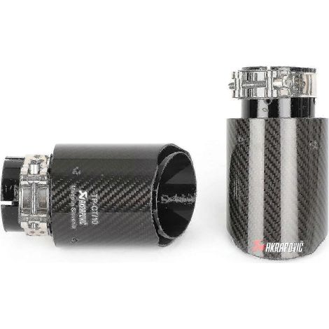 Embouts de pot d'échappement Akrapovic en fibre de carbone brillante (x2) - Pot d'échappement universel (1/5)