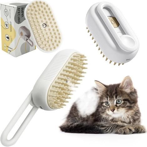 3-in-1 Katzen-Dampfbürste, Katzenmassagegerät, Sprühkamm für Katzen, Dampfbürste für Katzen, Hunde- und Katzen-Dampfbürste mit Wassertank (1/4)