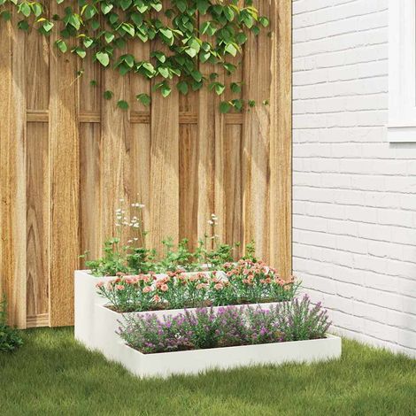 Garten-Pflanzgefäß Weiß 90 x 90 x 35 cm Kaltgewalzter Stahl