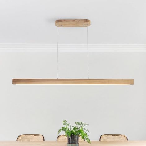 LED Suspension Luminaire Bois Pour Cuisine,100Cm Naturel Lustre Salon Avec TéLéCommande,Hauteur RéGlable,30W Lampe Moderne Luminaires IntéRieur Pour Chambre Bar Billard (1/5)