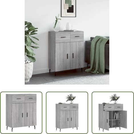 vidaXL Metallbeine - Sideboard Grau Sonoma 69,5x34x90 cm Holzwerkstoff (1/5)