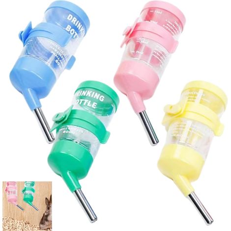 4-Piece Water Dispenser for Hamsters, Feeding Bottle Hamster Feeding Bottle Dwarf Rabbit for Cage, for Hamster, Chinchilla, Hedgehog, Ferret, Small Animals (1/5)