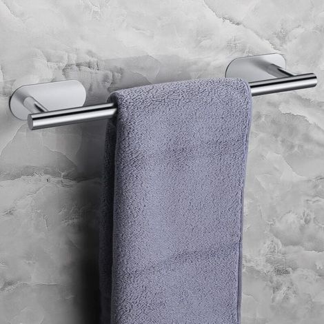 Porte-serviettes de salle de bain 43 cm Fixation murale Barre auto-adhésive en acier inoxydable Porte-serviettes de salle de bain Étanche Sans perçage pour cuisine-2 pièces (1/4)