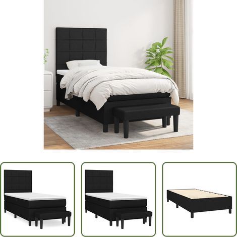 Matelas à ressorts ensachés - Sommier à lattes de lit et matelas Noir 80x200 cm Tissu (1/5)
