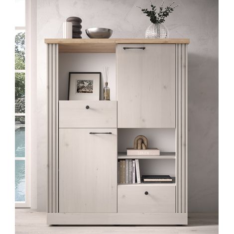 Argentier moderne avec étagères coloris chêne naturel YANIS (1/5)