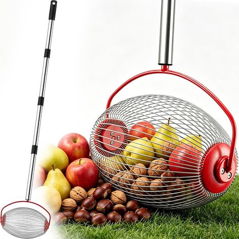 Collecteur de noix réglable - 170 cm - Avec manche télescopique - Collecteur de fruits - Collecteur de gland - Pour pommes, poires, châtaignes, fruits, noix, balle de tennis, balle de golf (1/5)