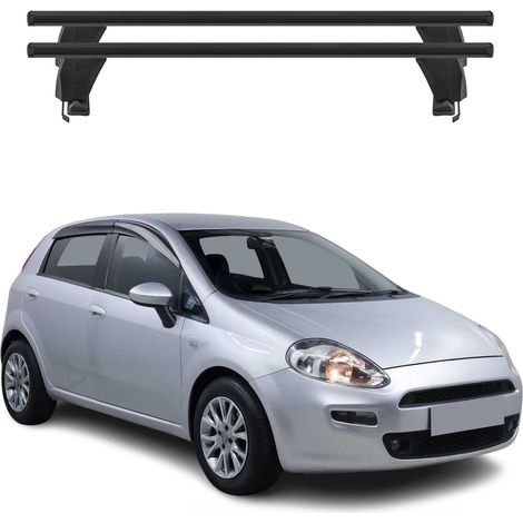 OMAC Dachträger Querträger Alu für Fiat Punto III 2012-2018 3Tür – Abschließbar – T-Nut – City-Crash-getestet – Max. 50 kg Schwarz (1/5)