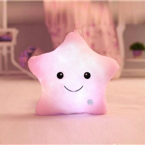 Coussin lumineuses Led Blanc étoiles oreiller peluche Enfants jouets Cadeau fille d'anniversaire Noël fête Rose