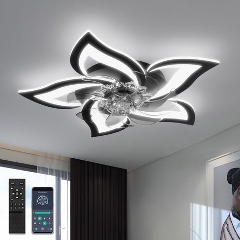 Ventilateur de plafond silencieux 50W avec télécommande – Lumière LED réglable 3000K-6000K – 6 vitesses – Diamètre 69 cm – Pour salon et chambre (1/5)