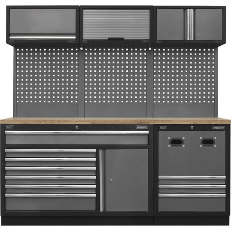 Sealey Superline PRO&reg Modular Storage System Combo with Pressed Wood Worktop APMSSTACK14W (1/5)