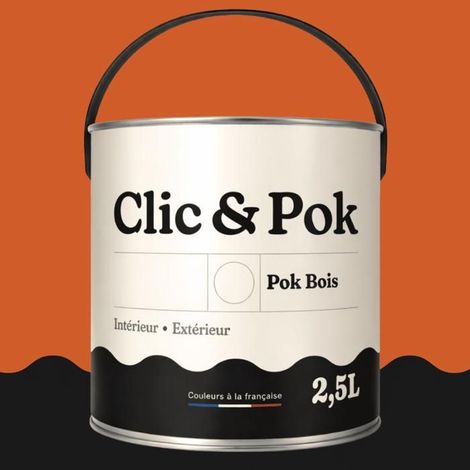 Peinture Bois Extérieur – POK BOIS - 2,5L - RAL 2010 - Orangé de sécurité- Résistante aux intempéries - Ne s'écaille pas