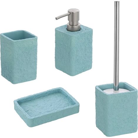 Set accessori bagno 4 pezzi turchese (1/5)