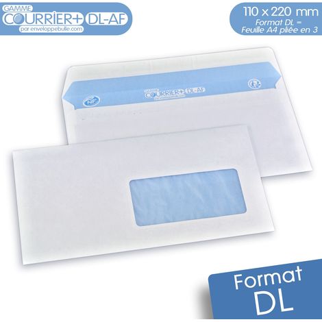 Lot de 500 Enveloppes blanches DL avec FENRE - gamme Courrier+