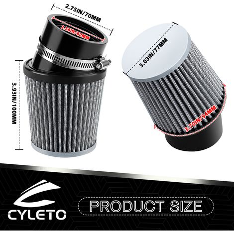 62mm large-displacement cylindrical air filter for car modification, high-flow air filter car parts (1/3)