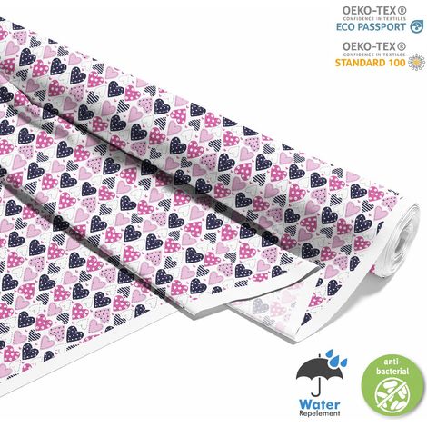 OUTDOOR DEKOSTOFFE OXFORD - Motiv farbige Herzen I DX155