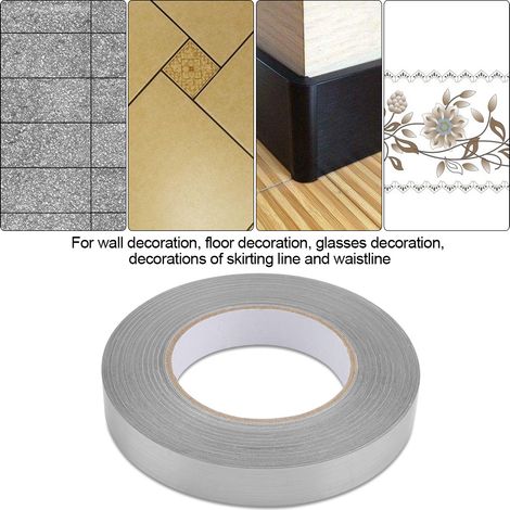 Ruban adhésif sol pour joint de sol, liseré de carrelage autocollant, protection sol chambre, coin mural mastic, 2cm x 50m, argenté (1/3)