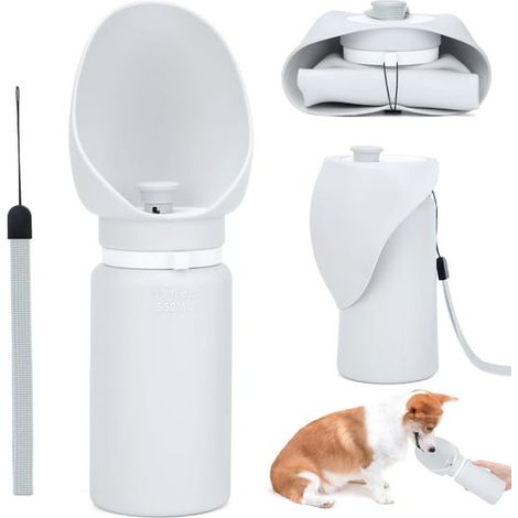 Hunde-Trinkflasche, auslaufsichere Reiseflasche, tragbarer Trinkbrunnen für Hunde, geeignet zum Spazierengehen, Wandern und Reisen (525 ml).