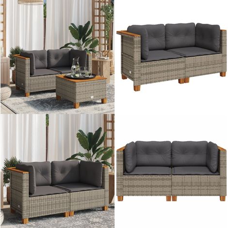 Canapés d'angle de jardin et coussins 2 pcs gris résine tressée - Canape De Jardin - Salon De Jardin - Ameublement Extérieur - Mobilier De Jardin - Résine Tressée - Home & Living (1/5)