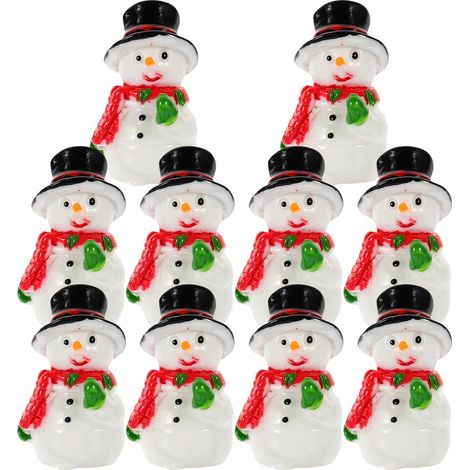 10 Pièces Miniatures Bonhomme De Neige en Résine De Micro Figurines pour Maison Jardin Et Fête Ornements Miniatures - MMCD-ZGL-05001 (1/5)