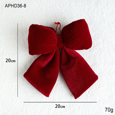 Décoration de Noël / Nœud papillon en velours rouge bordeaux / Moyen / Accessoire suspendu (1/2)