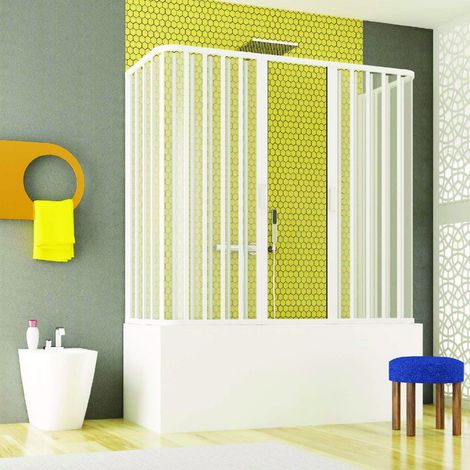 Box vasca 70x170x70 cm a soffietto in PVC bianco con chiusura calamitata ad angolo Teti (1/4)