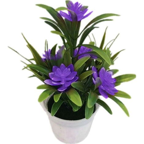 Fleur Artificielle - Fleur de Lotus Simulée avec Pot - Décoration Intérieure Extérieure Bureau Jardin Maison - Hauteur 18 cm - Lot de 5 (1/5)