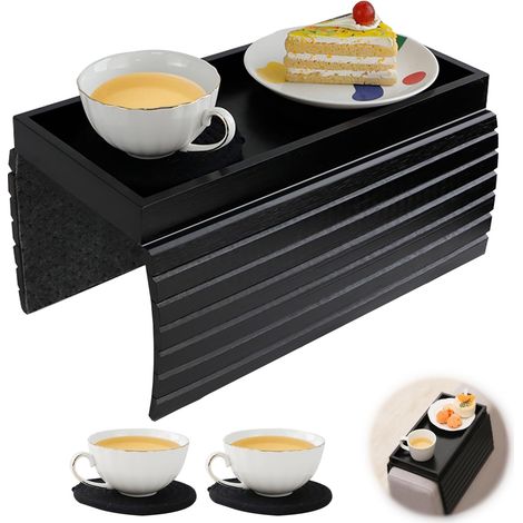Plateau Canapé Bois Bambou Plateau Accoudoir Canapé Pliable Tapis Godets Antidérapant Accoudoir Canapé Table Bout Canapé cas (1/4)