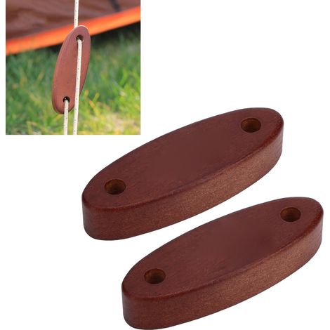 Lot de 2 boucles haut de gamme en bois massif pour cordes de tente, idéales pour le camping et le jardin. Ces boucles résistantes au vent et réglables conviennent également aux bâches et autres instal (1/5)