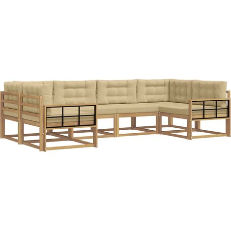 Outdoor Sofa Set with Cushion 6 pcs White and Beige vidaXL (1/5)