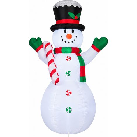 Décoration gonflable de Noël : bonhomme de neige en forme de canne à sucre, 1,2 m, pour jardin extérieur (conforme à la réglementation australienne). (1/2)
