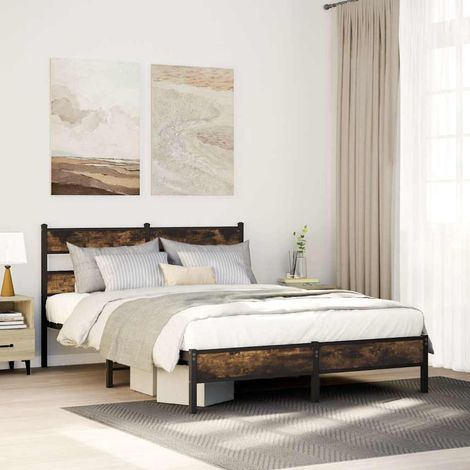 vidaXL Giroletto senza Materasso con Testiera Rovere Sonoma 160x200 cm