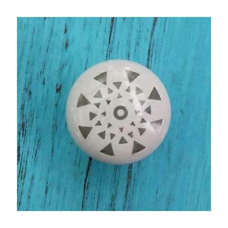 Bouton de meuble vintage en céramique à motif triangulaire, poignée de tiroir peinte à la main, base robuste en alliage de zinc (1/3)