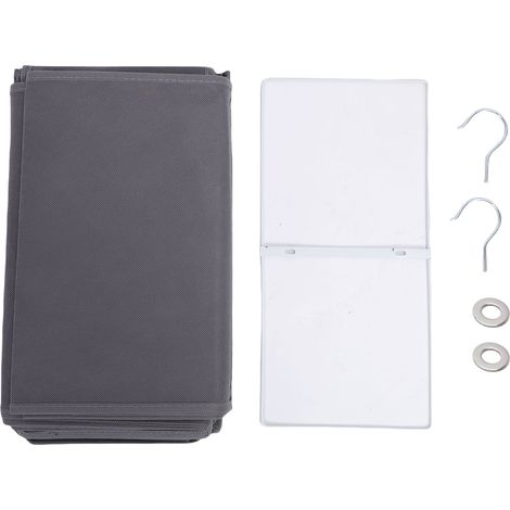 Organizer Appeso 4 Livelli – Tasca Antipolvere in Tessuto Non Tessuto e Metallo, Design Elegante Grigio – Ideale per Armadio e Ingresso (1/5)