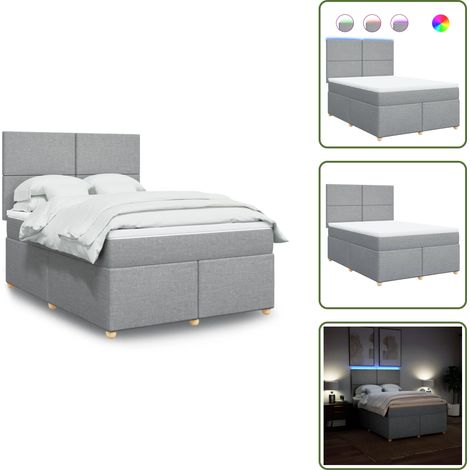 Sommier à lattes de lit avec matelas Gris clair 140x190cm Tissu - Sommier À Lattes De Lit - Sommiers À Lattes De Lit - Lit - Meuble De Chambre À Coucher (1/5)