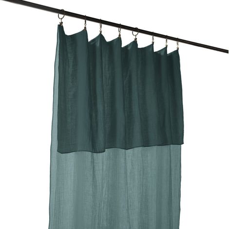 Rideau ajustable 140 x 300 cm double gaze de coton bleu canard - PEPA (1/5)