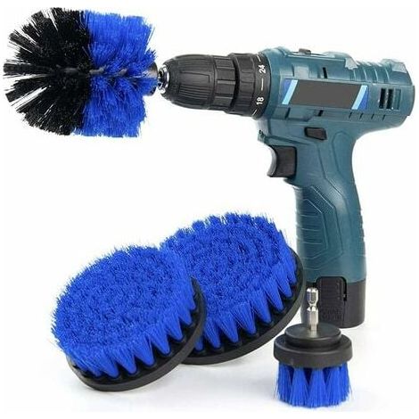 Brosse Pour Perceuse - Tige Acier Et Poils Nylon - Raccord Rapide - Pour Nettoyage Baignoire Évier Carrelage Roue Salle De Bain - 4 Pièces (1/5)